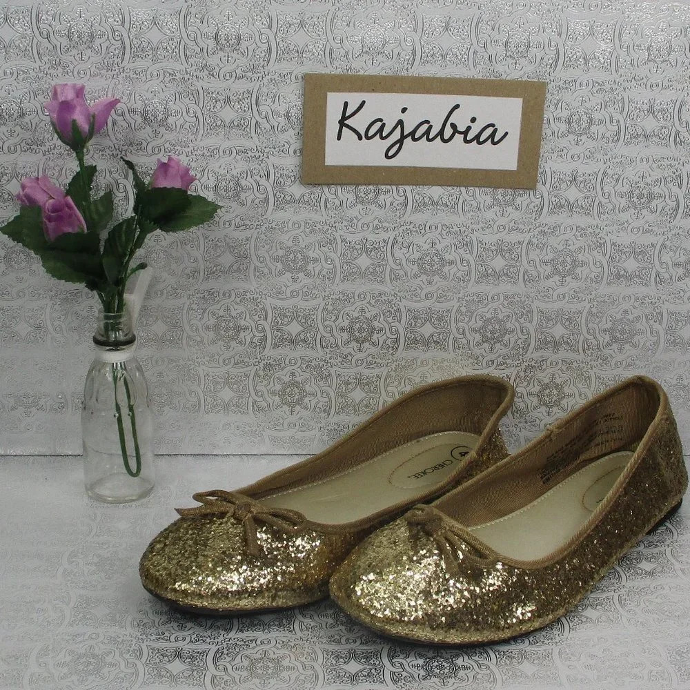 CHEROKEE Gold Glitter Girls Flats Size 4